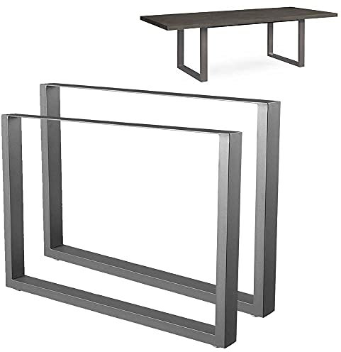 BAKAJI Lot de 2 Pieds de Table Dimensions 100 x 72 cm en métal, Pieds pour Table de Salle à Manger et Bureau avec Pieds antidérapants réglables Design Moderne Industriel Couleur Gris
