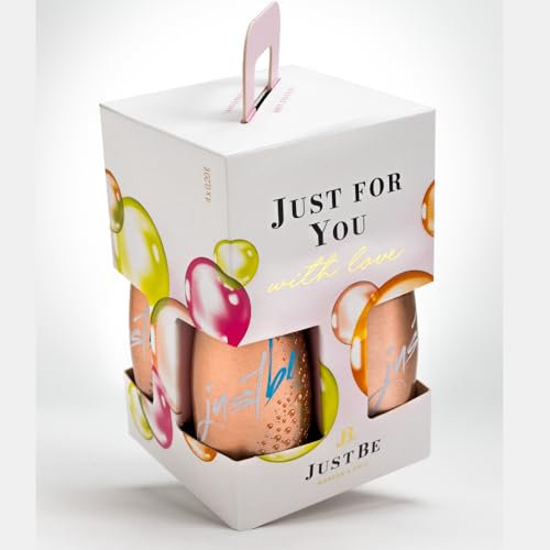 JustBe Geschenkset Alkoholfrei | Piccolo frizzante | Alkoholfreier Piccolo 4 x 0,2l - Geschenkbox, Mitbringsel (Rosé, White Edition)