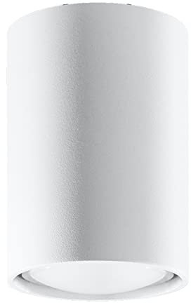 SOLLUX lighting Deckenlampe Deckenleuchte Deckenstrahler Stahl - 1 Flammig 10 cm - LED Lampe Glühbirne - Weiß Lagos