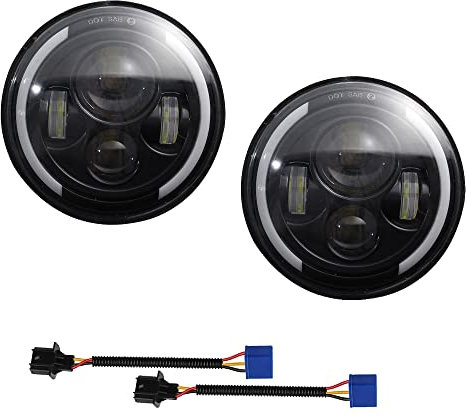 KYYET 17,8 cm (7 Zoll) LED-Scheinwerfer mit Halo-Ring, DRL Hi/Lo-Strahl, kompatibel mit Defender 90 110 Jeep Wrangler JK TJ CJ Hummer H1 H2 Miata mx5 mk1