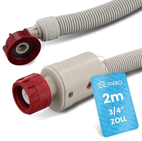 DL-pro Universal Zulaufschlauch 2m 3/4 Zoll Aquastop Schlauch gerade/gewinkelt Sicherheitsschlauch für Waschmaschine Spülmaschine Geschirrspüler 90°C 10 Bar