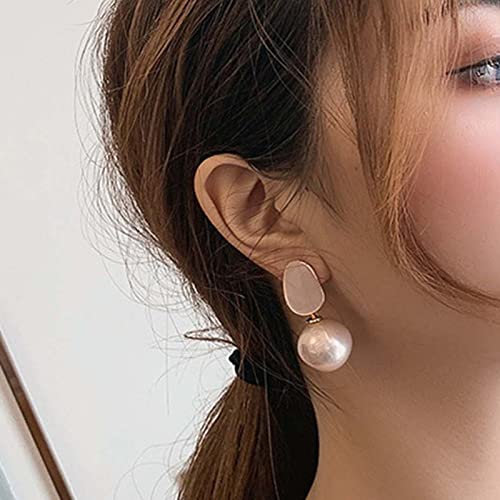 Yienate Vintage Pink Pearl Drop Earrings Studs Exquisite Pearl Sphere Dangle Earrings Bridal Pearl Ball Earrings Prom Earring Jewelry Gift for Women Girls