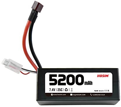 Hosim 7.4V LiPo Batterie 5000mAh Ersatzakku Zubehörd für ferngesteuertes Auto 9125 S920 9206E 9200E Truggy RC Car Ersatzteile Ladegerät