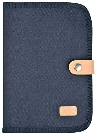 BÉABA, Protège Carnet de Santé, Genève, 2 Poches Intérieures, Bouton Pression, Tissu Imperméable, Bleu marine