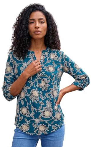 Roman Shirt for Women UK Ladies Top Collarless Blouse Stretchy Tunic Smart Casual Autumn Winter Jersey 3/4 Length Sleeve Notch V Neck Flattering Office Work