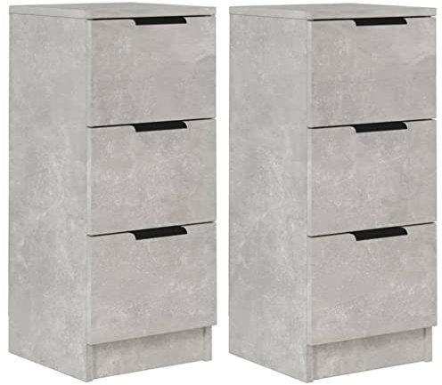 vidaXL 2X Sideboard Schubladen Schubladenschrank Kommode Anrichte Schrank Beistellschrank Mehrzweckschrank Betongrau 30x30x70cm Holzwerkstoff