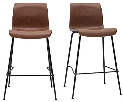 Miliboo Harold Barhocker, fest, Antik-Optik, Metall, Schwarz, Höhe 65 cm, 2 Stück