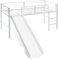 LIFEZEAL Letto a Castello per Bambini, Letto a Soppalco con Scivolo, Scaletta, 198x96x109 cm, Struttura di Letto Singolo con Barre Anticaduta, in Acciaio, Max 150 kg, per Cameretta, Sicuro, Bianco
