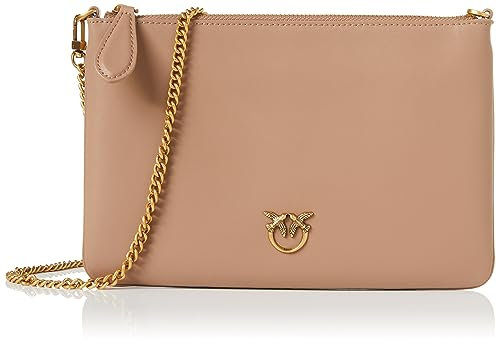 Pinko Flat Classic Vitello Seta, Borsa Donna, D01q_biscotto Zenzero-antique Gold, Taglia unica