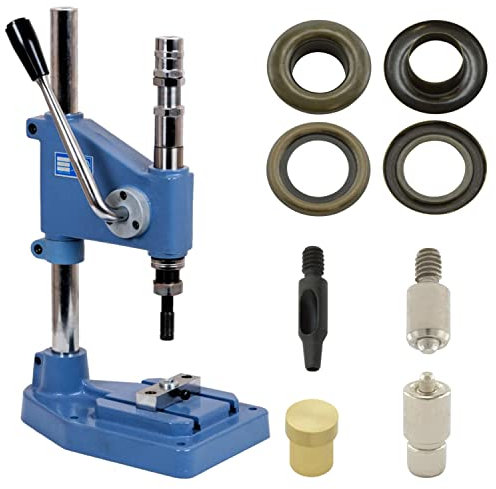 Getmore Crafts Ösenpresse Set mit Federschlagpresse, Ösenwerkzeug und 50 Stück Ösen 3 mm, Antik, Messing | Handpresse | rostfreie Metallösen | DIY | für Stoff, Schuhe, Planen, Kleidung..