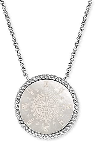 Engelsrufer Collana da donna in argento sterling con ciondolo a forma di rosa dei venti in madreperla, chiusura a moschettone, regolabile in tre lunghezze, senza nichel, 42 cm, Argento sterling,