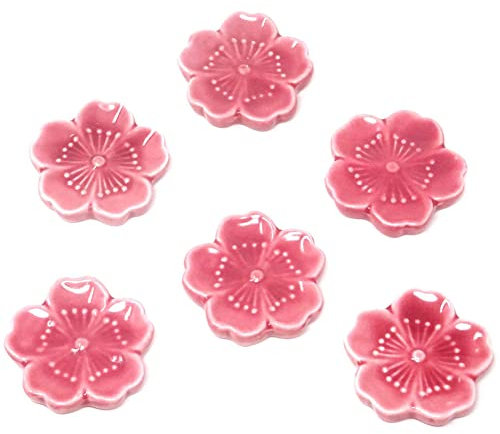 AKOAK Sakura Essstäbchenhalter aus Keramik, eleganter Essstäbchenhalter, Besteckhalter, Messer, Gabel, Löffel, japanischer Stil, Keramik, Heimdekoration, Essstäbchenhalter (6 Stück) (Rosa)
