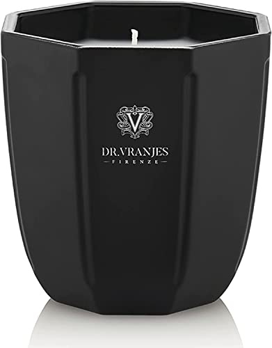 Dr. Vranjes Dekorative Duftkerze Onice – Ambra 200 g, raffiniertes farbiges Glasgefäß, handgefertigt, achteckige Form, Farbe schwarz, hergestellt in Italien