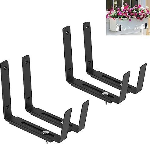 Verstellbare Fenster-Pflanzkastenhalterungen, 4 Stück, 15,2 bis 30,5 cm, Pflanzgefäßhalterung, Halterungen für Blumenkästen
