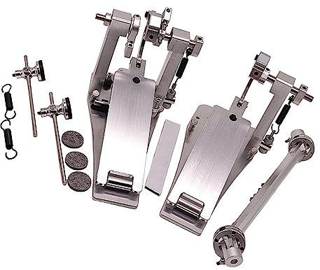 Schlagzeug pedal Trommelpedal Aus Aluminiumlegierung, Doppelpedal, Silberfarben, Kleine Größe (Color : 01)