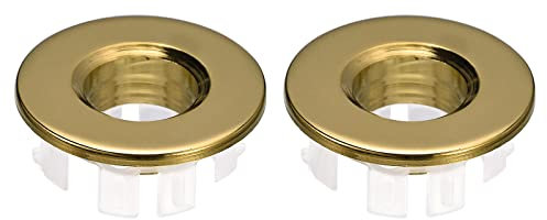QUARKZMAN Fregadero Moldura Rebosadero Cubierta, 2uds Fregadero Rebosadero Anillos 25,3mm Baño Cocina Lavabo Drenaje Tapa Agujero Insertables Redondas Tapas, Oro