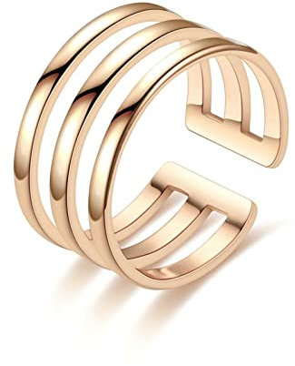 Ayoiow Edelstahl Ringe Herren Hohler Wickelring Rose Gold Ringe Verlobung