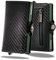 1onespo Porta Carte di Credito Uomo - Portacarte Slim con Portamonete e Contanti - Porta tessere e documenti tascabile protezione RFID, Carbon Verde