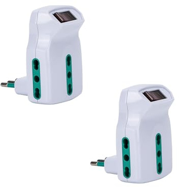 FANTON Set 2 pz Adattatore triplo spina italiana 10A - 3 prese bipasso italiane 16A e interruttore automatico di sovraccarico - 82315-B2