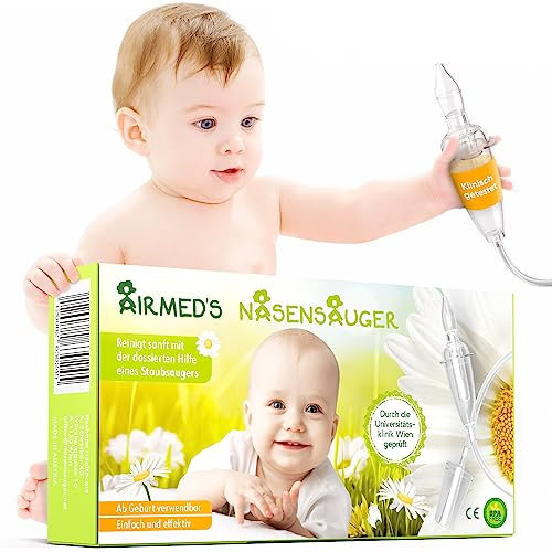 Aspirador Nasal Bebes Airmed's Vac. CLÍNICAMENTE PROBADO, SEGURO y SUAVE. Cuenta con 2 cabezales de succión e incluye un cepillo de limpieza. Aspirador Nasal. Sacamocos bebe. Saca mocos para bebes