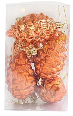 FeiliandaJJ 8 PCS Christbaumanhänger Zapfen, Tannenbaumzapfen für Weihnachtsbaum, Weihnachten Baumschmuck, Christbaumschmuck Anhängen, Weihnachtskugeln für Weihnachtsdeko (Orange)