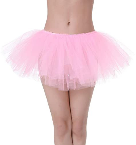 Jupe en tulle pour femme - Costume de carnaval court - Jupon de ballet des années 50 - Jupe en tulle pour adulte - Jupe tutu classique pour femme et fille - Sexy - Mini jupe à 3 couches, O rose.,