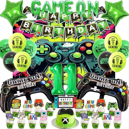 Kühle Geburtstagsdeko Junge 11 Jahre Gaming Folienballon, Grün Videospiel Luftballon Geburtstag 11, Gamer Deko Geburtstag Kinder 11 Jahre, Gaming Geburtstag Deko 11 (Gaming Deko 11. Geburtstag)