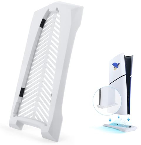 RongZy Supporto per PS5 Slim Console per Supporto Verticale con Cuscinetto Antiscivolo, Base Verticale per Sony Playstation 5 Slim Digitale Edizione Accessori, Facile Dissipazione del Calore(Bianco)