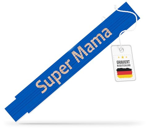 andSmile Zollstock blau - Meterstab aus hochwertigem Buchenholz - Zollstock mit Gravur Super Mama - Geschenk für Mütter zum Muttertag, Geburtstagsgeschenk, Weihnachtsgeschenk