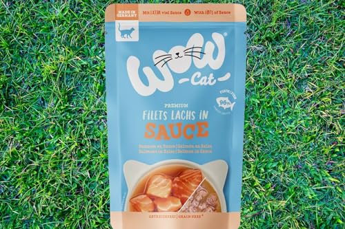 Wow Cat | Katzen Premium Nassfutter | 8 Beutel je 85g | (85 g (8er Pack), Lachs)