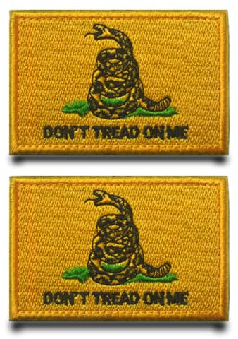 2 Stück GelbDon't Tread On Me Flagge Patch Abnehmbare Aufnäher mit Stickereiverschluss Taktisch Militär Patch Applikation für Kleidung Nylon Rucksäcke Jacke Jeans Taschen Weste Hundegeschirr