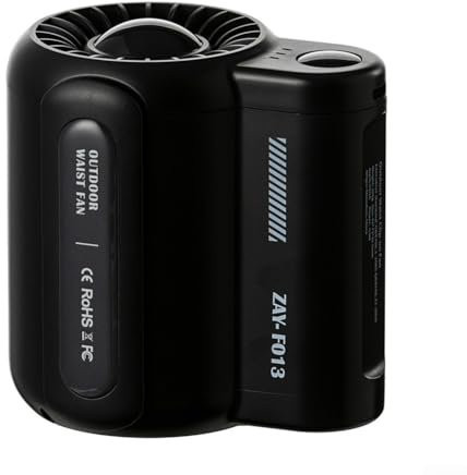 Ventilador de cintura para exteriores, ventilador recargable por USB, ventilador eléctrico montado en la cintura sin aspas, ventilador de clip debajo de la camisa, para exteriores (negro)