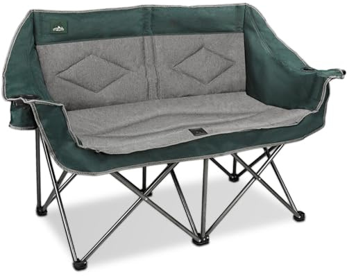 Northroad Folding Loveseat Camping Stuhl Portable Double Duo voll gepolsterte Gartenstuhl für 2 Personen Sofa w/2 Cup Holder, Weinglas Halter für Picknick Strand Reisen