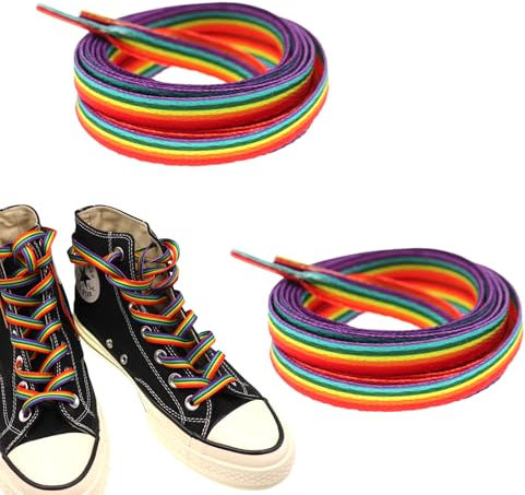 LURNODY 2 Pares Cordones de Zapatillas 100CM/140CM Cordones de Colores Cordones Arcoiris, Adecuado para Zapatos Blancos Zapatos de Lona Zapatos Deportivos Zapatos Casuales Zapatos de Skate