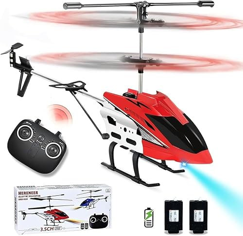 Joellfuner Hélicoptère télécommandé, Hélicoptère RC pour Enfants, Jouet Avion Télécommandé avec LED Lumière, Hélicoptères Radiocommandés avec Avion Gyro, Jouet d'Intérieur Cadeau-R