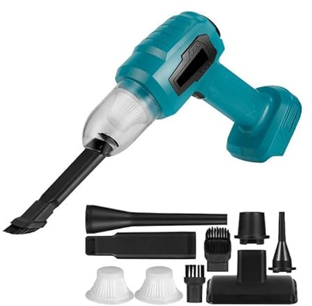 Akku-Handstaubsauger für Makita 18V Batterie - Auto-Reiniger mit 2 * 7500mAh Batterie, 7 Düsen, 2 in 1 Gebläse, 28000Pa für Zuhause und Auto (ohne Akku)