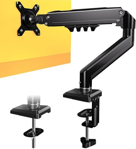 OffiGo Braccio Monitor per Schermi da 15-32 Pollici, Support Monitor Regolabile in Altezza, Max 9 kg, Robusto Monitor Arm Compatibile con Vesa 75 & 100 mm, Ergonomico Monitor Stand, Nero