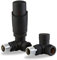 Team Controls Matt Black Corner Thermostatic TRV Radiator Valve & Lockshield 15mm x 1/2 Pack