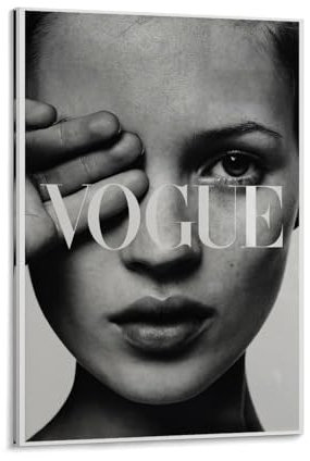 CHIMOSHEJI Kate Moss Poster, modisches Schwarz-Weiß-Poster, Wandkunst, dekoratives Gemälde, Schlafzimmer, Malerei, Poster, 50 x 75 cm, Rahmenstil