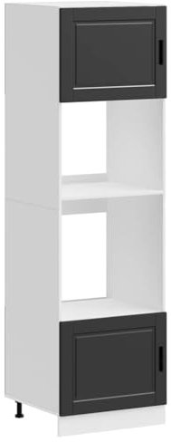 vidaXL Herdumbauschränke 2 STK. Porto Schwarz Holzwerkstoff, Backofenschrank, Herdschrank, Ofenschrank, Küchenofenschrank, Küchenherdschrank