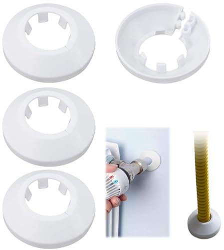 4 Pieces Pipe Collars,Radiator Pipe Covers,Radiator Pipe Covers White,Heating Floor Pipe Collars Rings White,Radiator Pipe Collars White,Suitable for Piping,Heating Pipe Decoration