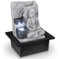 bmf-versand® Tischbrunnen Buddha mit Beleuchtung – Hübsche Dekoleuchte mit Dekolicht – Zimmerbrunnen mit Leuchtfunktion Pumpe Grau 4 Stufen