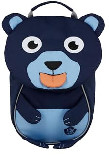 Affenzahn Kleiner Freund Kindergarten-Rucksack für 1-3 Jährige Ergonomisch Reflektierend Ziehzunge mit Namensschild Bär - Dunkelblau
