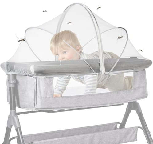 WANDGU Moustiquaire Universelle pour Lit de Bébé 100 x 55 cm avec Fermeture Éclair - Pliable pour Voyage et Maison - Blanc