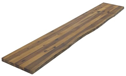 SAM Holzplatte 180x30 cm Akazie Cognac lackiert 30 mm einseitige Baumkante | Tischplatte massiv, für Schreibtisch, Beistelltisch oder Couchtisch