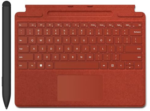 Pro 11 Signature Keyboard with Slim Pen 2 Compatible with Microsoft Surface Pro 11/10/9/8,Pro 10 Magnetic Signature Keyboard for Microsoft Surface Pro 11/10/9/8/X with Slim Pen 2(Poppy Red)