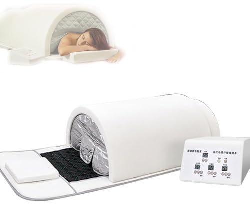 Tragbare Sauna, Ferninfrarot-Saunakuppel, Persönliche Saunakapsel mit vollständiger Abdeckung, Mit Heizmatte aus therapeutischen Steinen, Saunaofen, Sauna-Sets,White