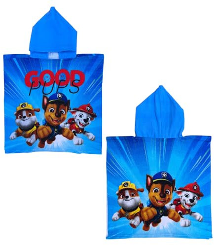 Poncho mare Paw Patrol accappatoio per bambini dimensioni 55 x 110 cm in microfibra di poliestere spiaggia piscina