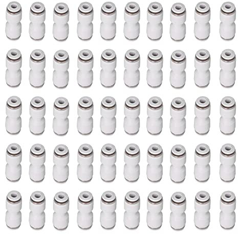 Pneumatic Quick Connector | Push to Connect Fittings for Gas Pipe Tubes | 360° Rotatable Nozzle/High Strength & Oxidation Protected | PBT Plastic & Metal - Coated Copper (PU6)50pcs))