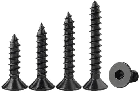 Schrauben Selbstschneidende Schrauben mit flachem Senkkopf und Innensechskant, M3-M6, schwarze Schrauben aus Kohlenstoffstahl, 20 Stück, M4 x 10 mm(M5x25mm)